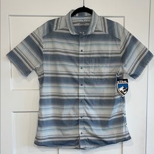 Kuhl Men's Gray and Blue Striped Snap Front Shirt